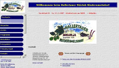 Layout der ersten Homepage